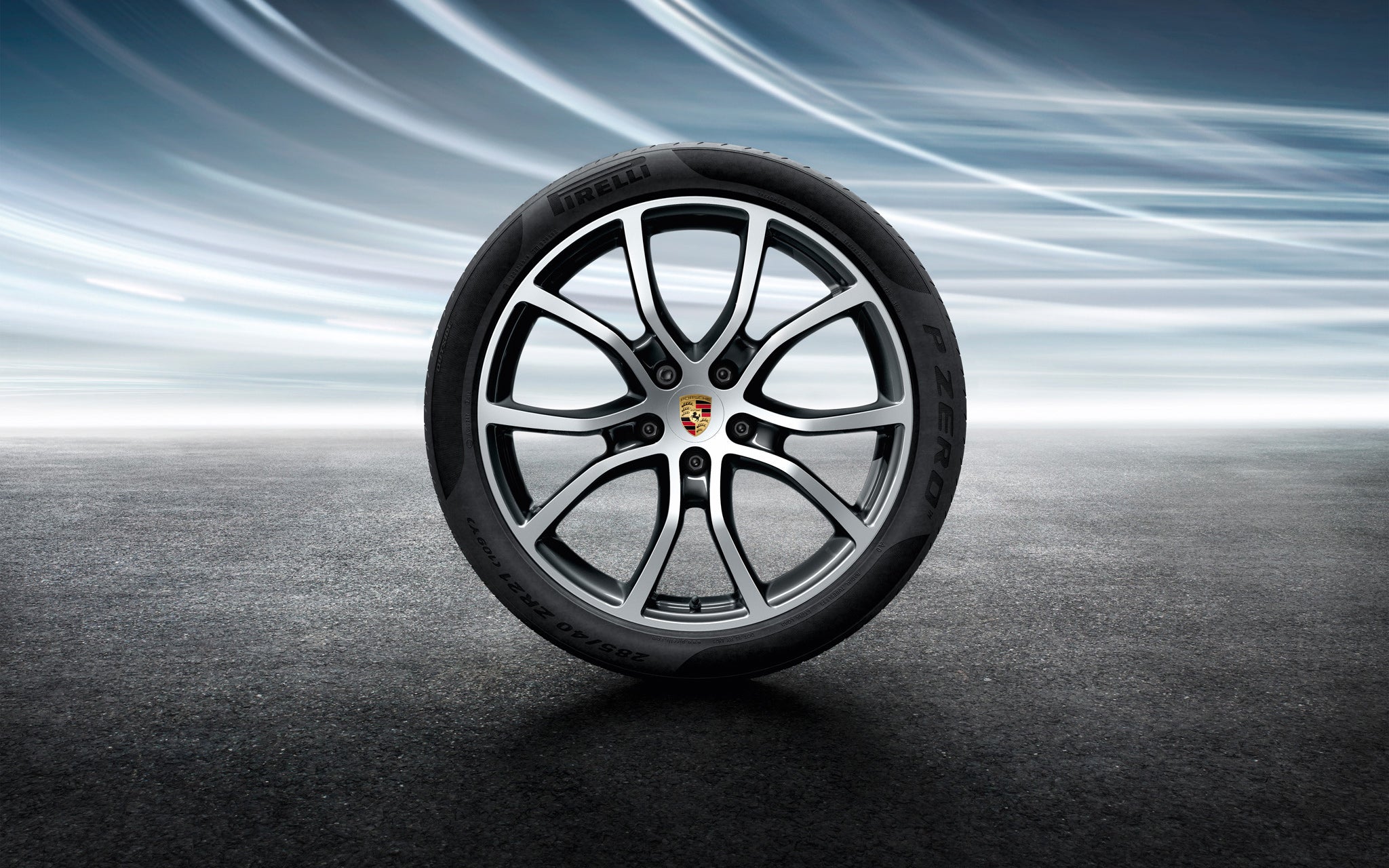 21-inch Cayenne Exclusive Design summer wheel-and-tire set, painted in Black (high-gloss)