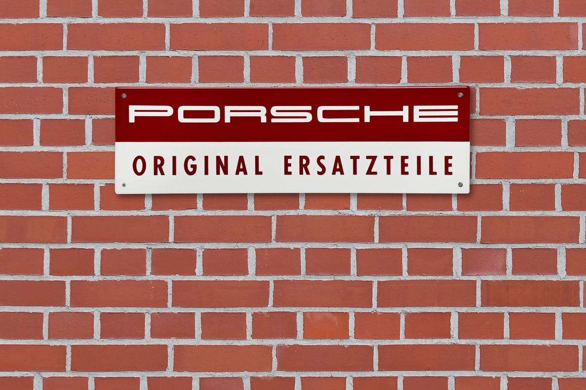 Porsche enamel sign – 'ORIGINAL SPARE PARTS'