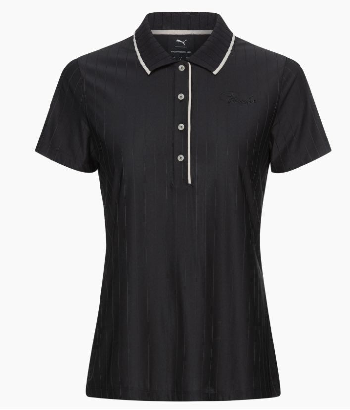60Y 911 Targa –Women's Golf Polo Pinstripe black