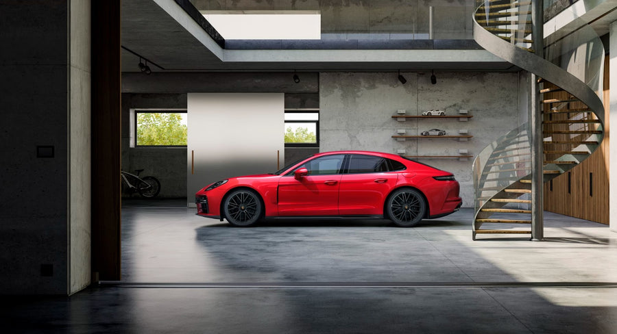 21-inch Panamera Turbo S complete winter wheel-and-tire set, painted in Anthracite Gray, with central locking