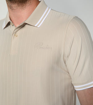 60Y 911 Targa –Men's Golf Polo Pinstripe desert suede