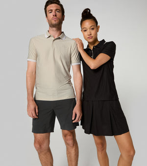 60Y 911 Targa –Men's Golf Polo Pinstripe desert suede