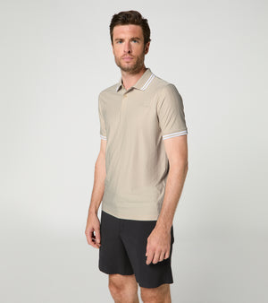 60Y 911 Targa –Men's Golf Polo Pinstripe desert suede