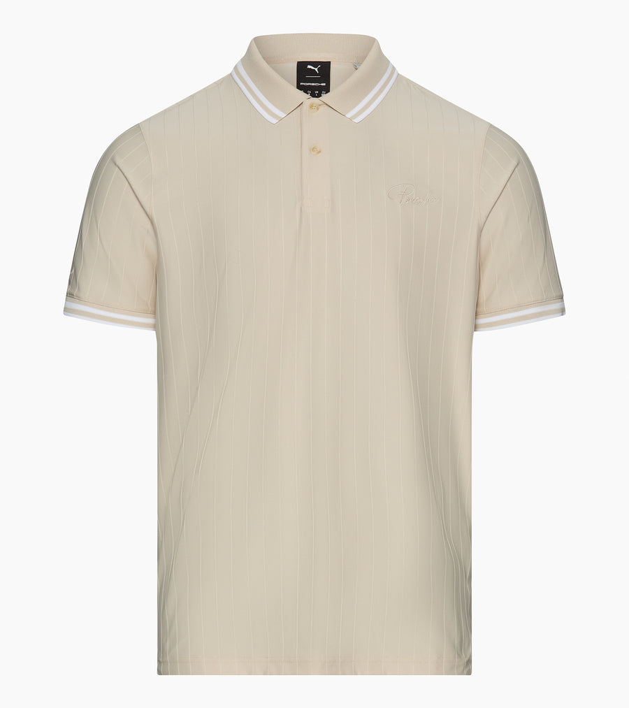 60Y 911 Targa –Men's Golf Polo Pinstripe desert suede