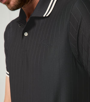 60Y 911 Targa –Men's Golf Polo Pinstripe black