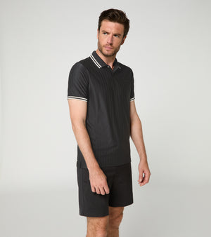 60Y 911 Targa –Men's Golf Polo Pinstripe black