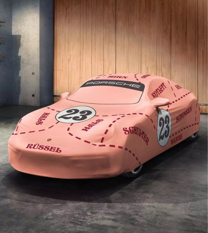 Indoor car cover "Pink Pig" design - 911 (992 Turbo)