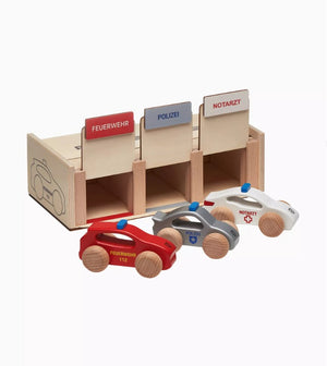 Wooden emergency vehicle set