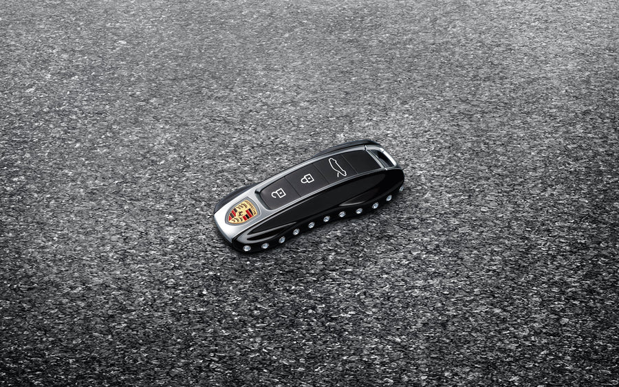 Vehicle key painted in Black (high-gloss), with Swarovski® stones