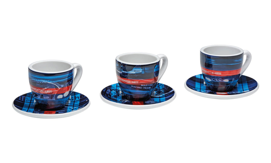 MARTINI RACING Collection, Espresso Cups, Set of 3, Limited Edition, blue/red/turquoise